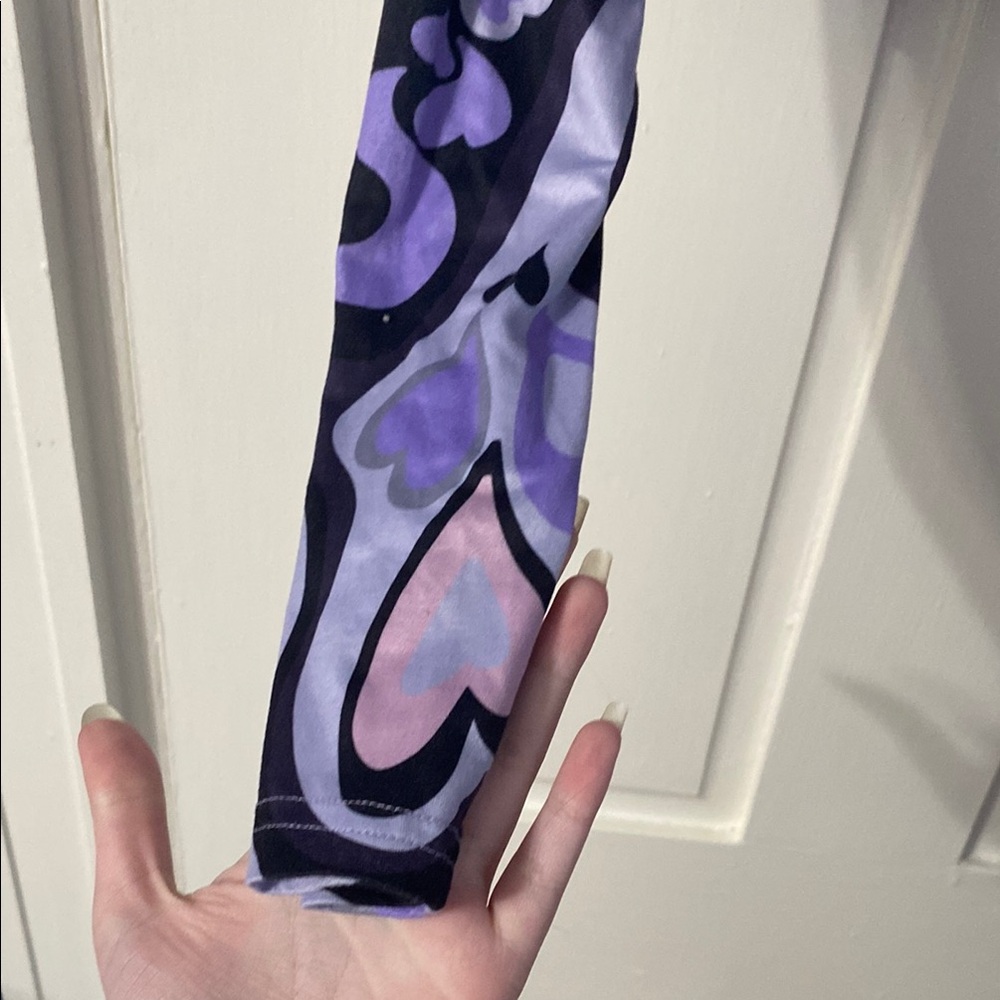 SHEIN Purple Patterned Long Sleeve Crop Top - Picture 5 of 6